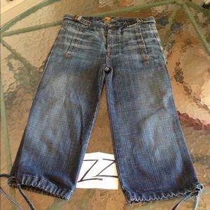 Y2K 7 For All Mankind Capri Cropped Drawstring Legs Women’s Size 24 USA Made